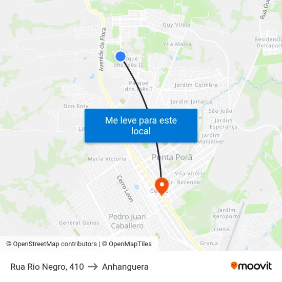 Rua Rio Negro, 410 to Anhanguera map