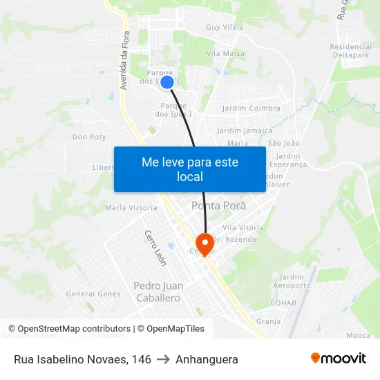 Rua Isabelino Novaes, 146 to Anhanguera map