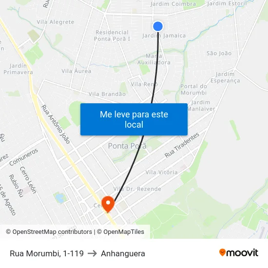 Rua Morumbi, 1-119 to Anhanguera map