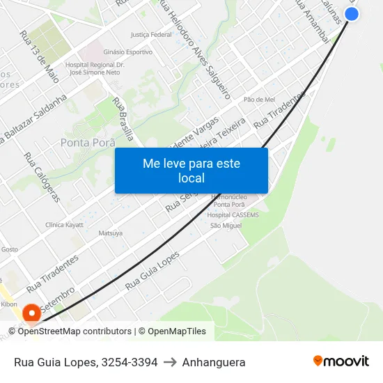 Rua Guia Lopes, 3254-3394 to Anhanguera map