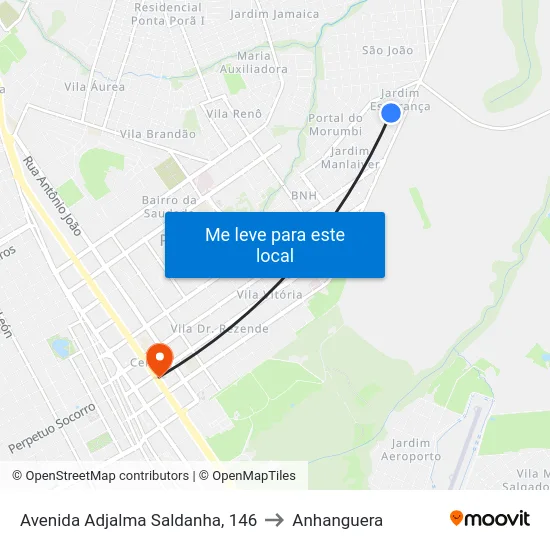 Avenida Adjalma Saldanha, 146 to Anhanguera map