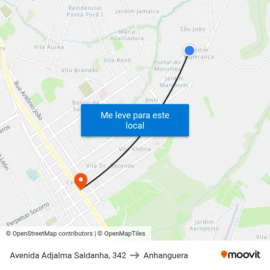 Avenida Adjalma Saldanha, 342 to Anhanguera map