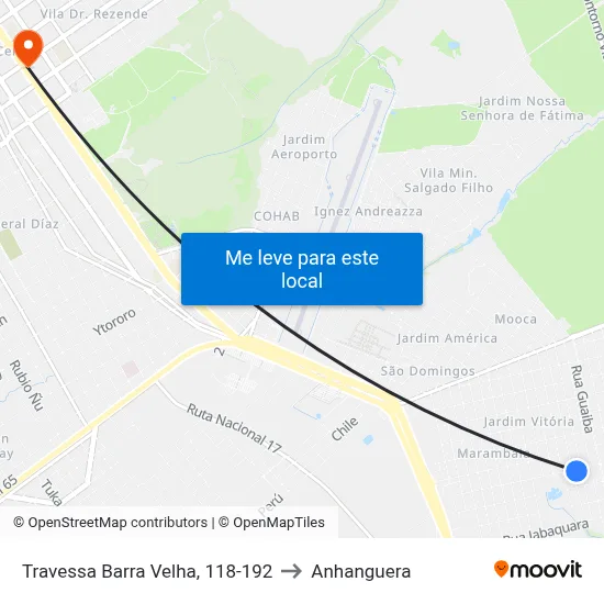 Travessa Barra Velha, 118-192 to Anhanguera map