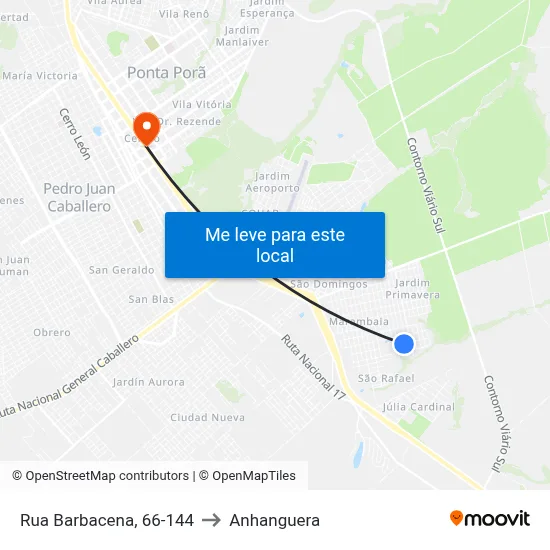 Rua Barbacena, 66-144 to Anhanguera map