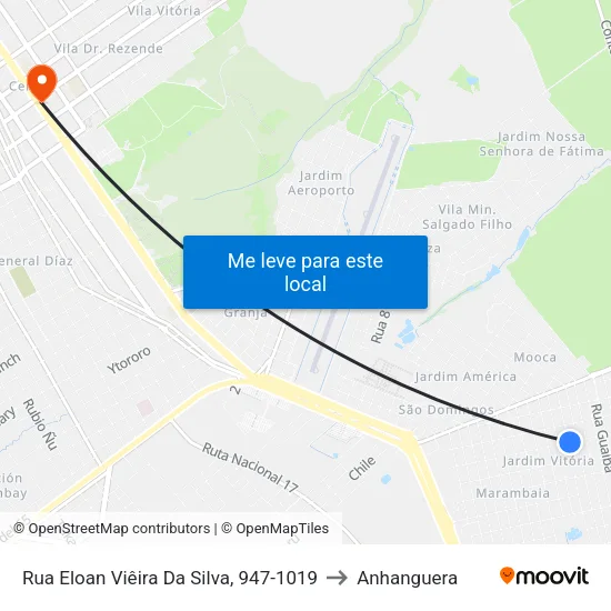 Rua Eloan Viêira Da Silva, 947-1019 to Anhanguera map