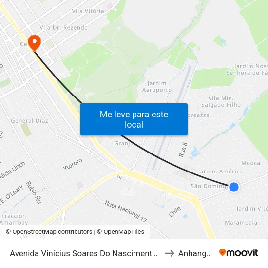 Avenida Vinícius Soares Do Nascimento, 661-727 to Anhanguera map
