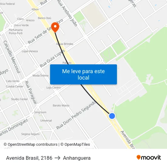 Avenida Brasil, 2186 to Anhanguera map