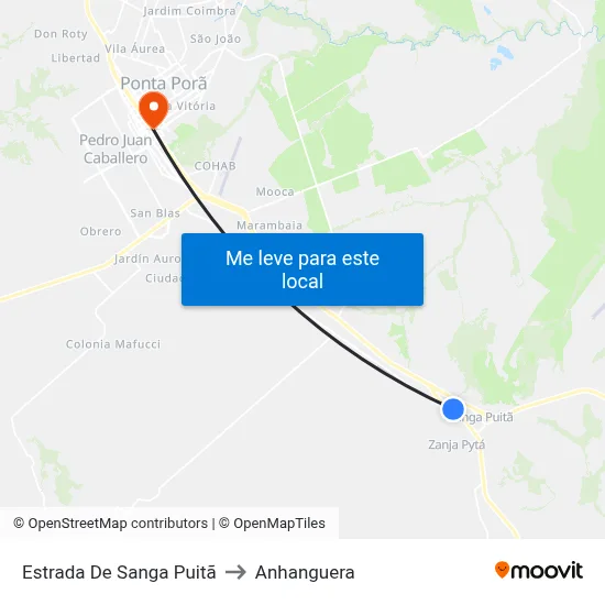 Estrada De Sanga Puitã to Anhanguera map