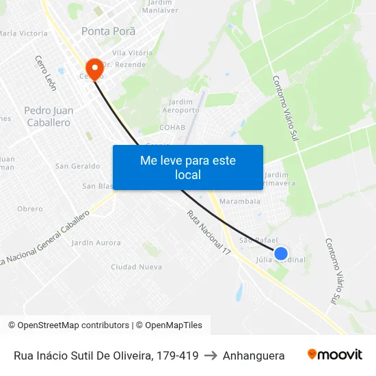 Rua Inácio Sutil De Oliveira, 179-419 to Anhanguera map
