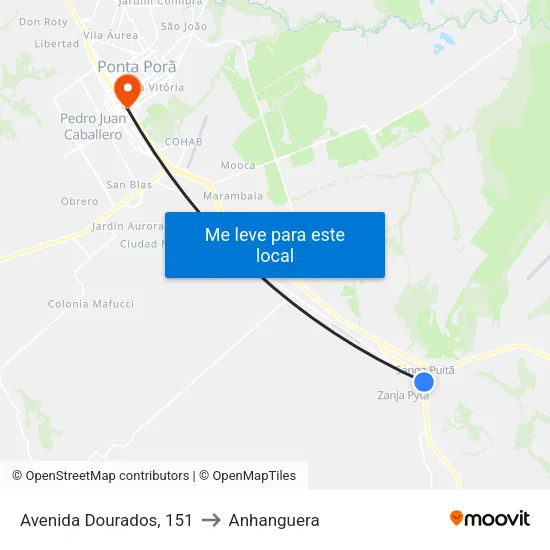 Avenida Dourados, 151 to Anhanguera map