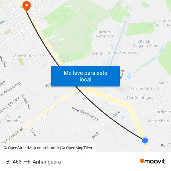 Br-463 to Anhanguera map