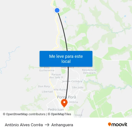 Antônio Alves Corrêa to Anhanguera map