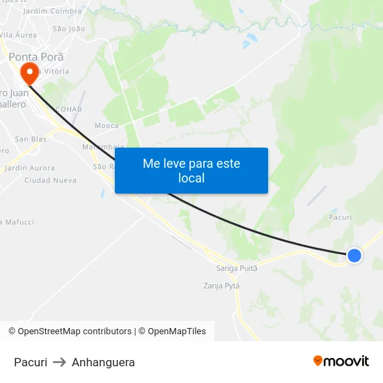 Pacuri to Anhanguera map