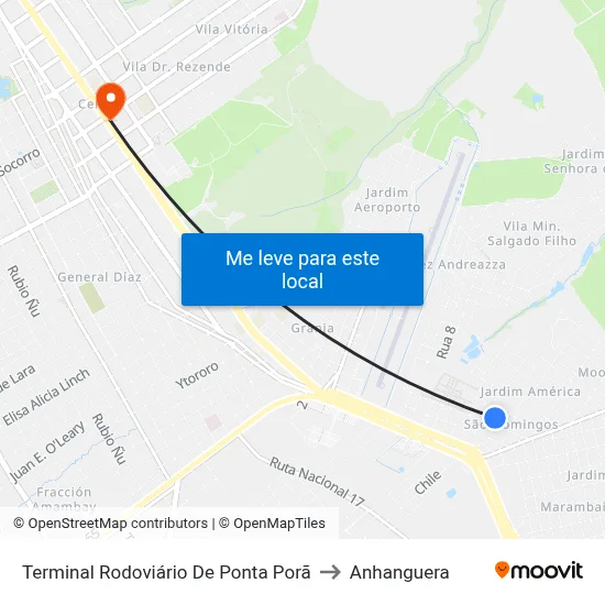 Terminal Rodoviário De Ponta Porã to Anhanguera map