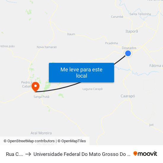 Rua C. Doze to Universidade Federal Do Mato Grosso Do Sul - Campus Ponta Porã map