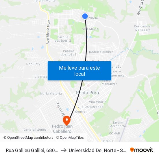 Rua Galileu Galilei, 680-738 to Universidad Del Norte - Sede 2 map