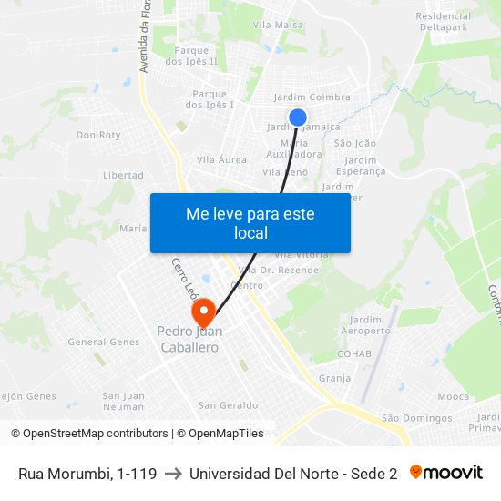 Rua Morumbi, 1-119 to Universidad Del Norte - Sede 2 map