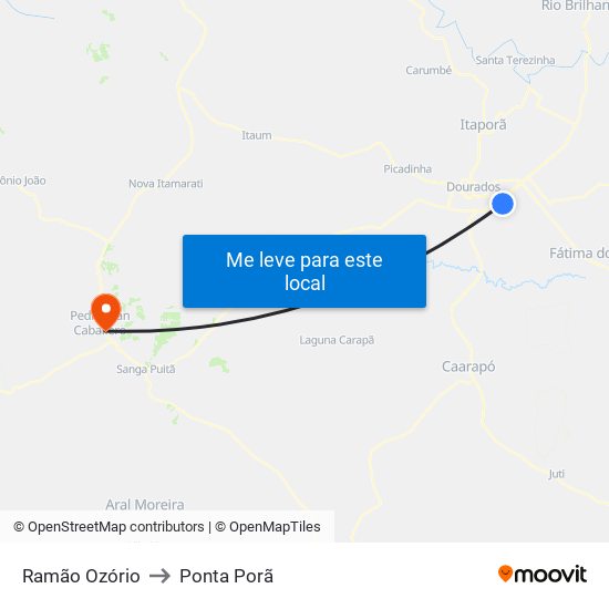 Ramão Ozório to Ponta Porã map