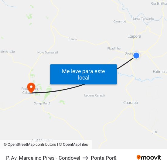 P. Av. Marcelino Pires - Condovel to Ponta Porã map