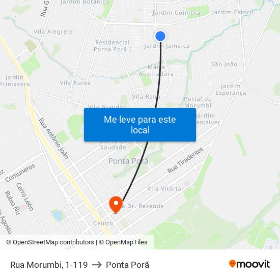 Rua Morumbi, 1-119 to Ponta Porã map