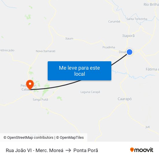 Rua João VI - Merc. Moreá to Ponta Porã map