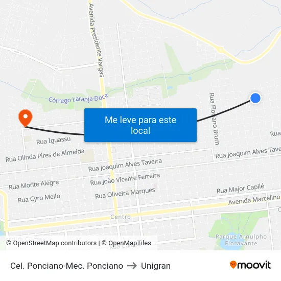 Cel. Ponciano-Mec. Ponciano to Unigran map