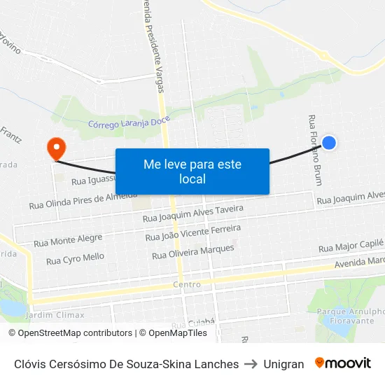 Clóvis Cersósimo De Souza-Skina Lanches to Unigran map