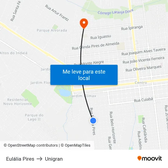 Eulália Pires to Unigran map