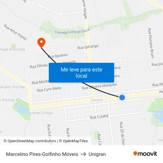 Marcelino Pires-Golfinho Móveis to Unigran map