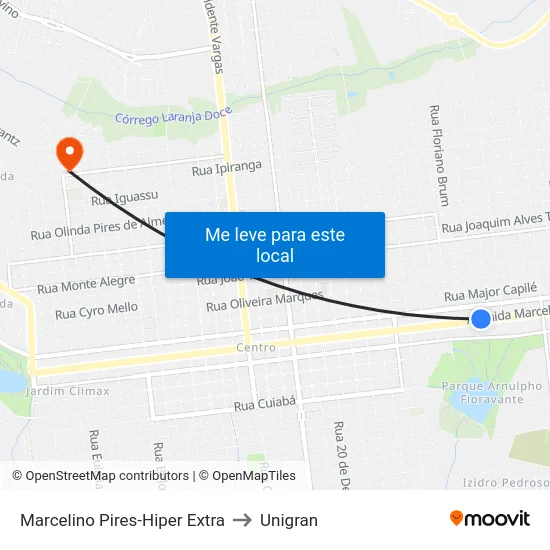 Marcelino Pires-Hiper Extra to Unigran map