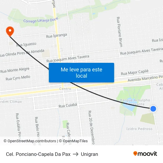 Cel. Ponciano-Capela Da Pax to Unigran map