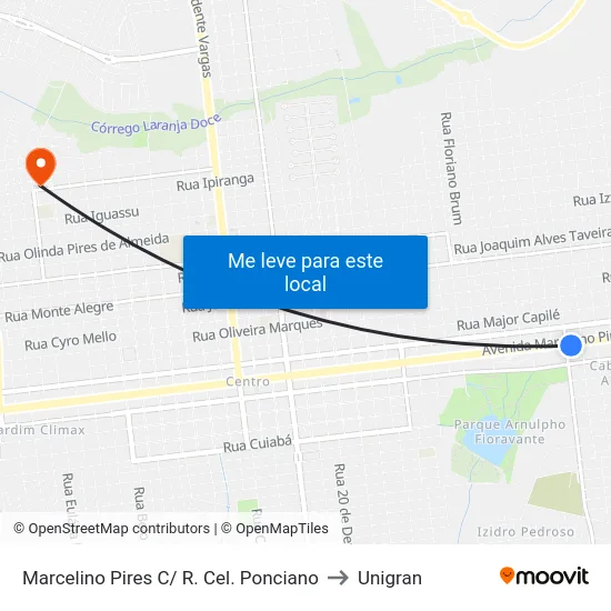 Marcelino Pires C/ R. Cel. Ponciano to Unigran map