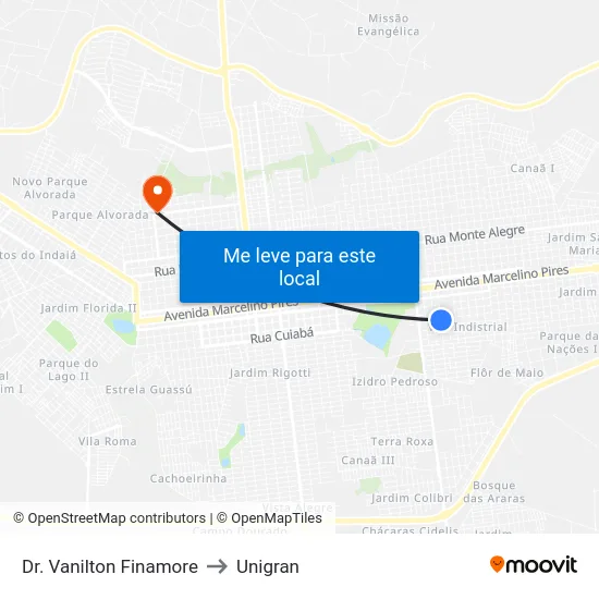 Dr. Vanilton Finamore to Unigran map