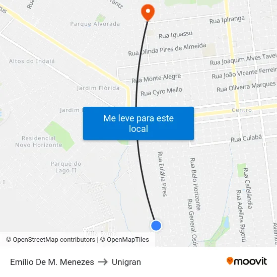 Emílio De M. Menezes to Unigran map