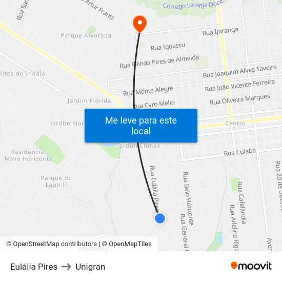 Eulália Pires to Unigran map