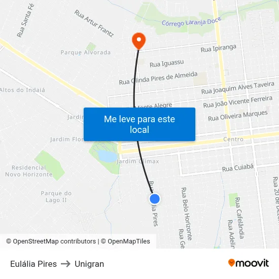 Eulália Pires to Unigran map