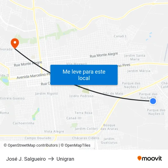 José J. Salgueiro to Unigran map