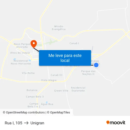 Rua I, 105 to Unigran map