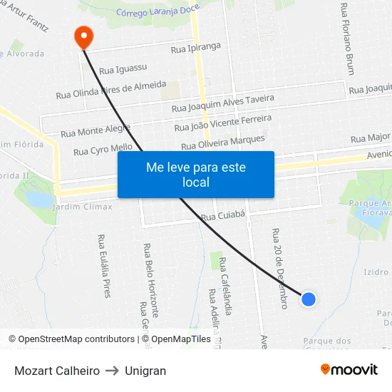 Mozart Calheiro to Unigran map