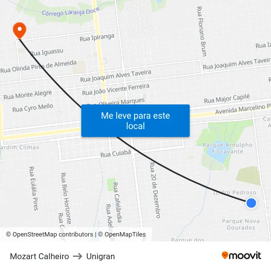 Mozart Calheiro to Unigran map