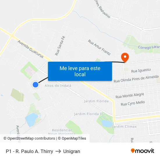 P1 - R. Paulo A. Thirry to Unigran map