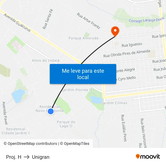 Proj. H to Unigran map