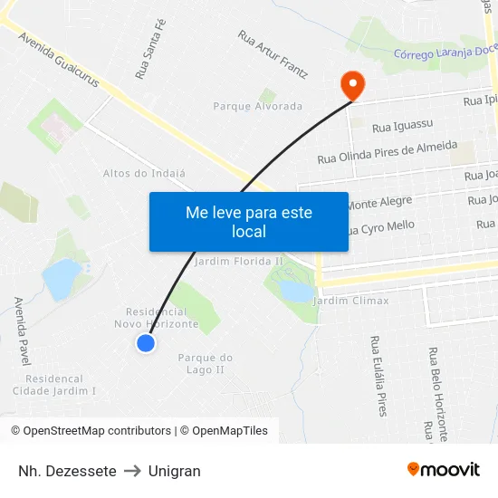 Nh. Dezessete to Unigran map