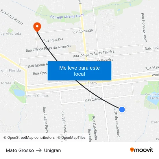 Mato Grosso to Unigran map