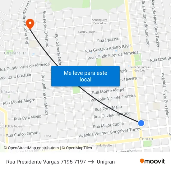 Rua Presidente Vargas 7195-7197 to Unigran map