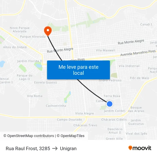 Rua Raul Frost, 3285 to Unigran map