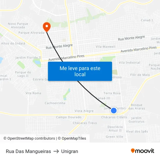 Rua Das Mangueiras to Unigran map