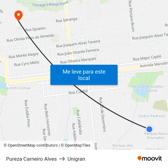 Pureza Carneiro Alves to Unigran map