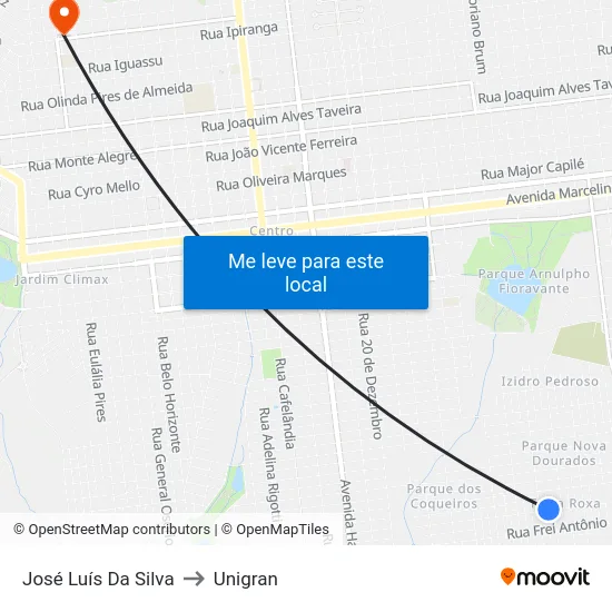 José Luís Da Silva to Unigran map