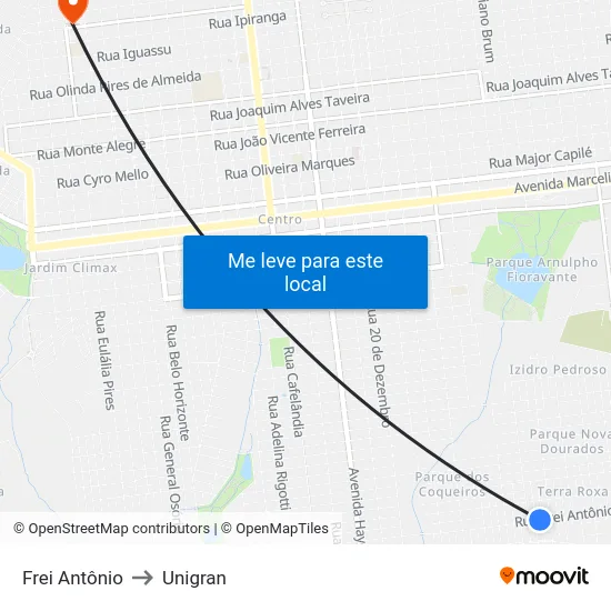 Frei Antônio to Unigran map